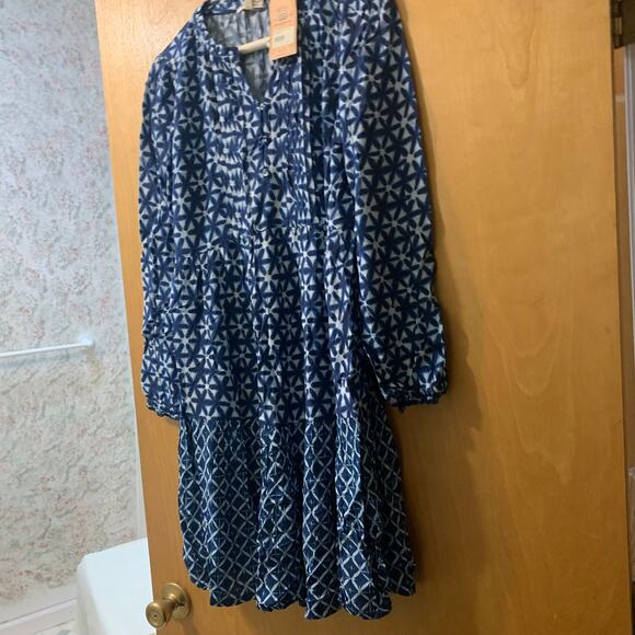 FAT FACE MAYE Indigo Blue SHIBORI PATCH Dress Sz 4 NWOT - Picture 7 of 11
